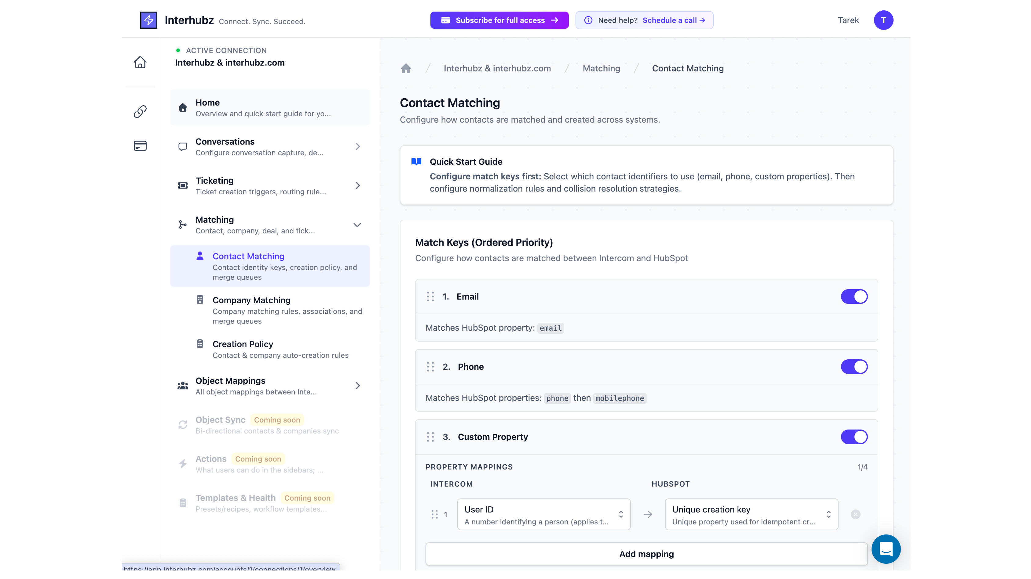 Contact & company matching